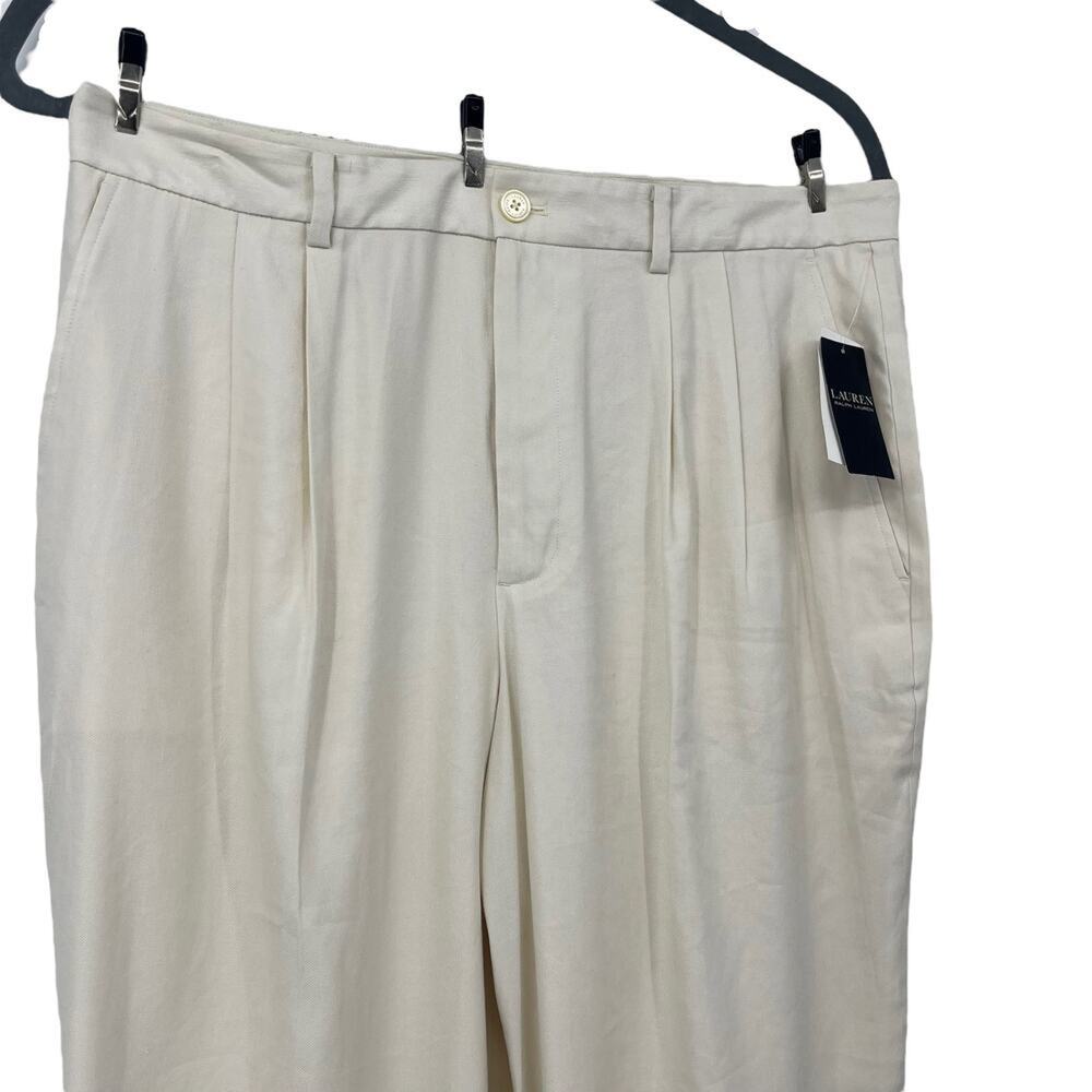 Lauren Ralph Lauren Chino Pants Winter Cream Pleated Stretch Lined Size 16 - Picture 6 of 16
